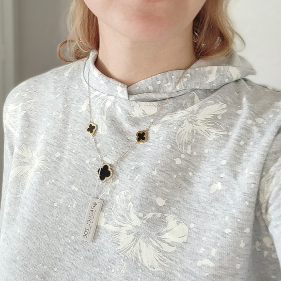 18K gold sterling silver Black Clover necklace - Picture 7 of 7